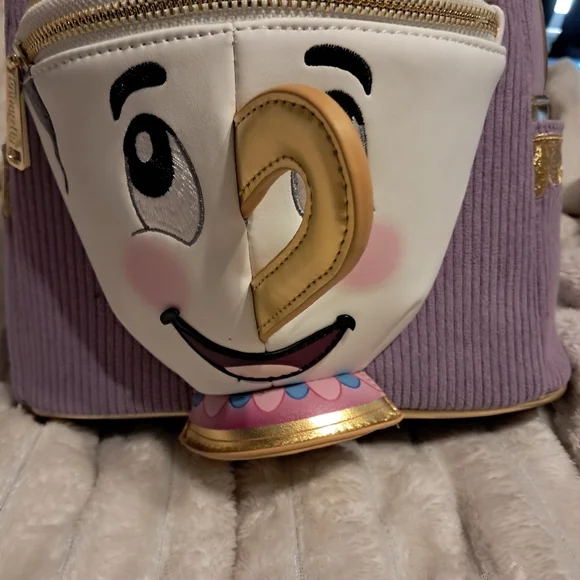 NWT Loungefly Disney Beauty And The Beast Chip Figural Corduroy Mini Backpack - Picture 4 of 6